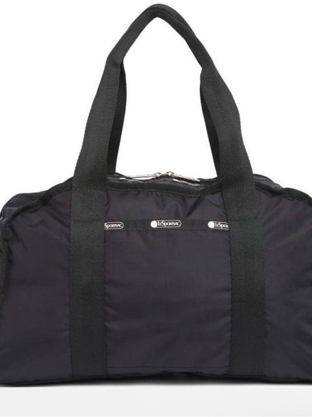 Lesportsac Black Nylon Duffel Bag with Web Handles strap